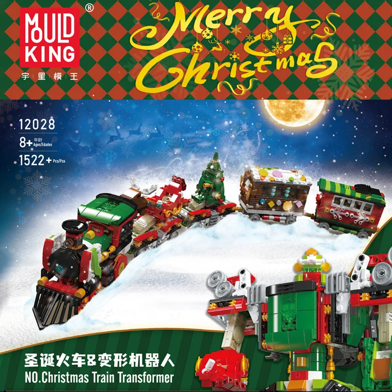 

Mould King 1522PCS Christmas Train Transforming Robot Building Blocks Diesel Locomotive Track Series Assembly Toy Xmas Gifts
