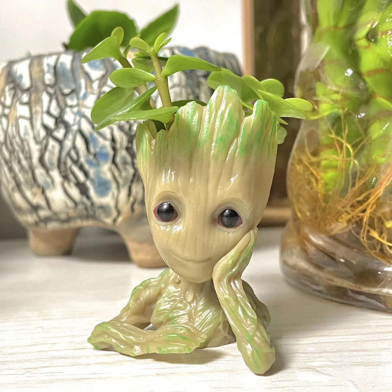 

Mini Groot Decoration Personality Anime Figure Groot Flower Ornament Baby Tree Man Figurine Office Desk Decor Miniature Model