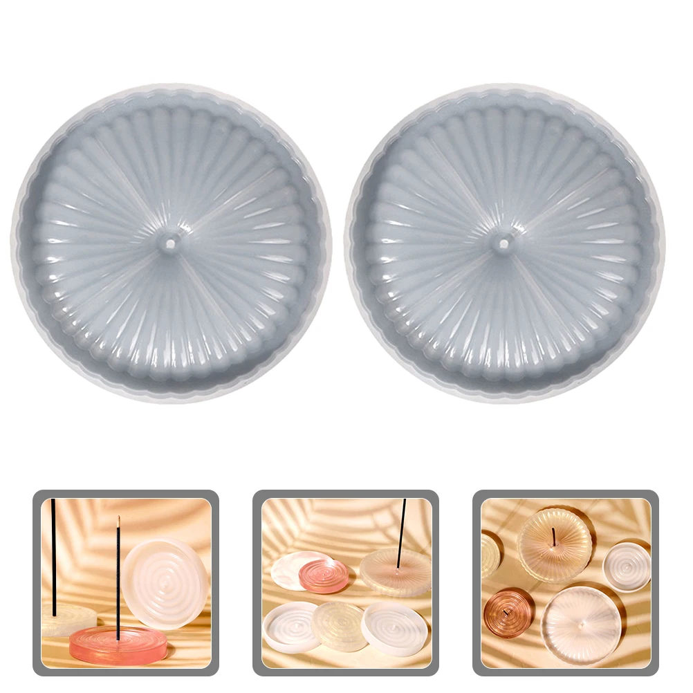 

2 Pcs Aromatherapy Dish Mold Incense Stick Holder Resin Epoxy Molds Round Perfect Details Silicone Plate Silica Gel Practical
