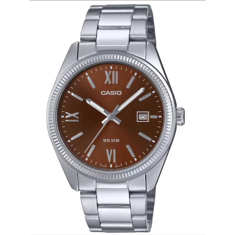 ساعات كاسيو مان بسوار فولاذي، ساعات عمل كوارتز بسيطة مقاومة للماء للرجال
