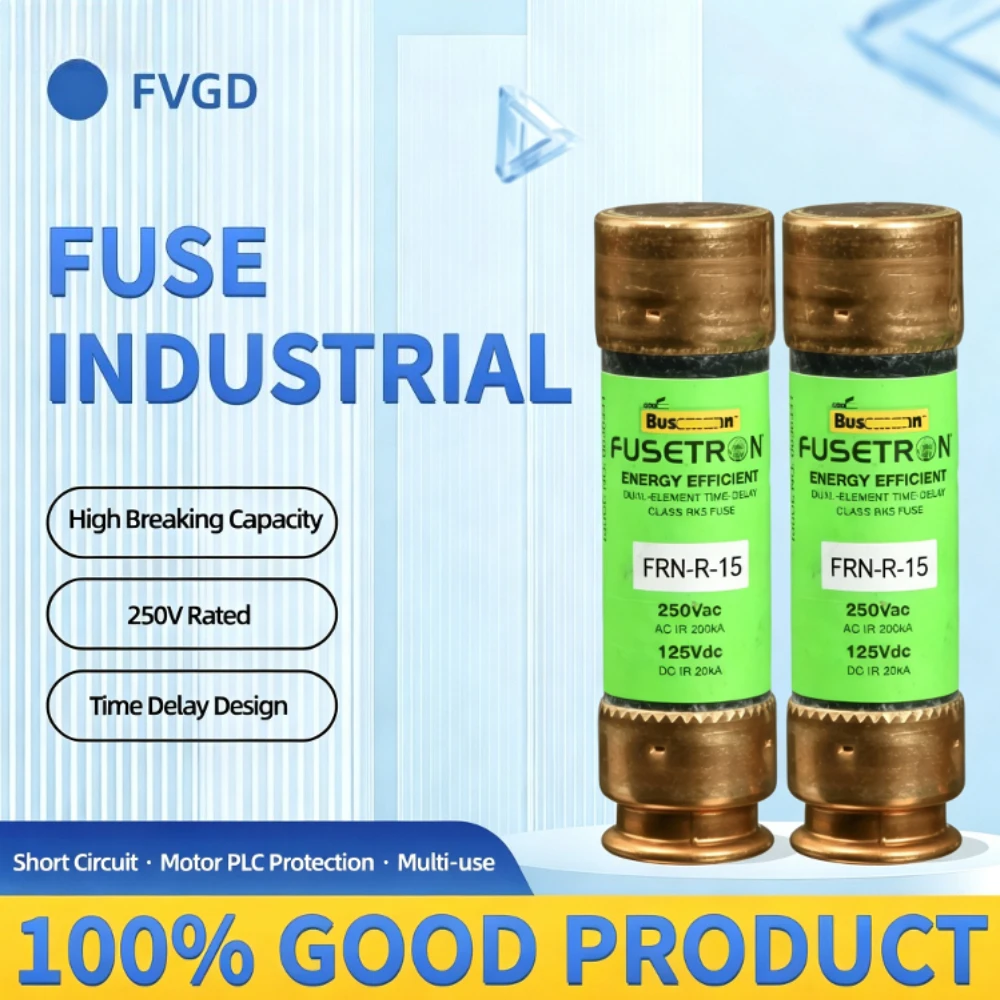 10PCS FRN-R-15 RK5 Time-Delay Current Limiting Fuse 15A 250VAC Dual Element Cartridge Fuse for Circuit Protection