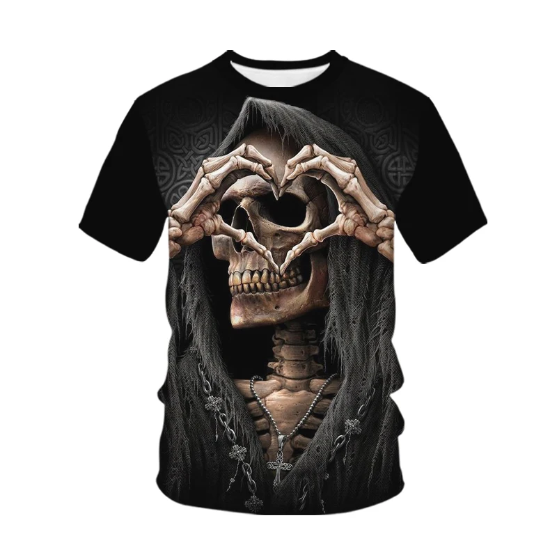 Summer Funny Skeleton 3D Print T-Shirts Streetwear Men Horror Fashion Harajuku Casual Oversized T Shirt Tees Tops Clothing