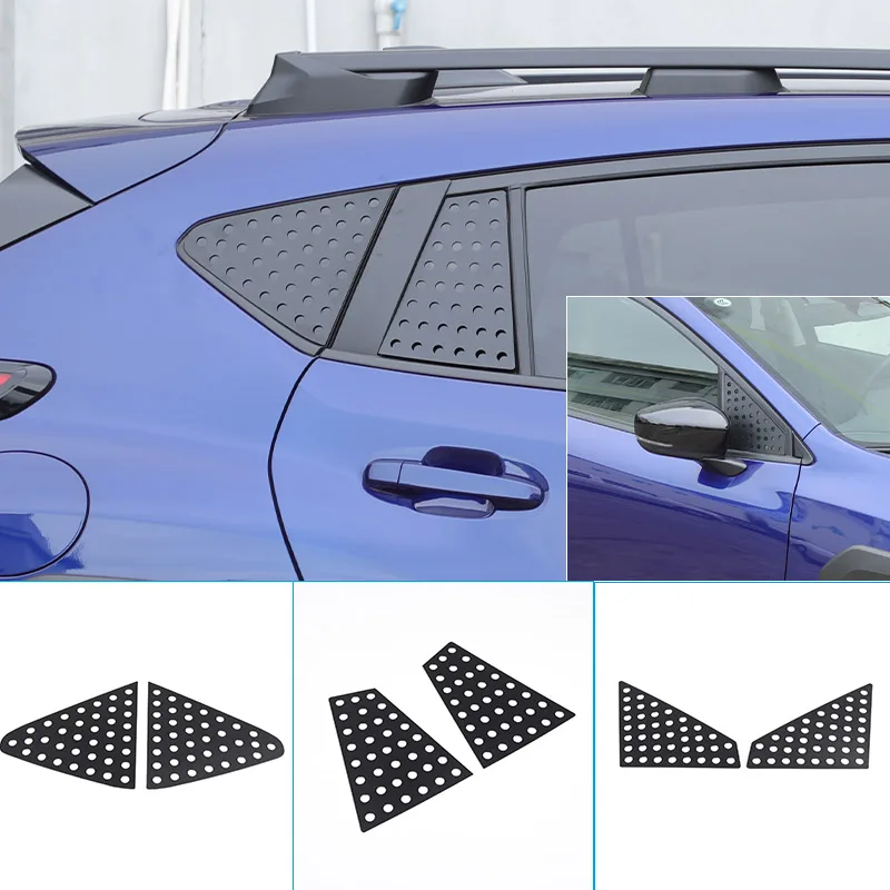 

For Subaru Crosstrek 2024 Alloy Black Car Rearview Mirror Side Triangle Rear Side Window Glass Protective Plate Car Accessories