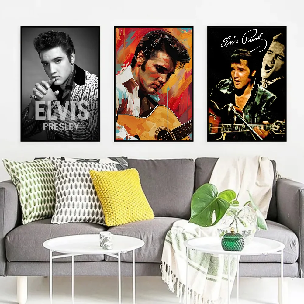 E-Elvis Presley Classic Movie Posters Fancy Wall Sticker for Living Room Bar Decoration Room Wall Decor