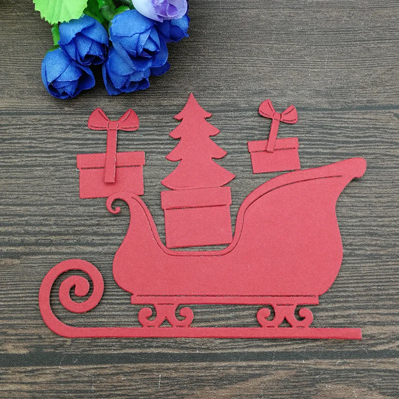 8Pcs Christmas sleigh Metal Cutting Dies For DIY Scrapbooking Album Embossing Paper Cards Decorative Crafts