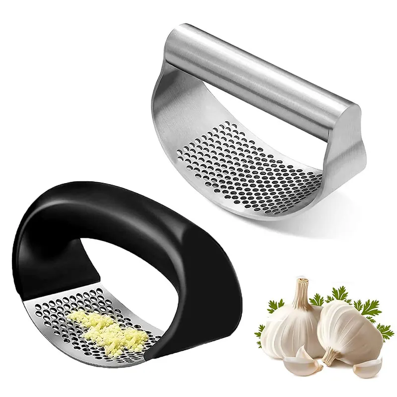 Garlic Press Rocker Stainless Steel Garlic Crusher Dishwasher Safe Rust Proof Garlic Mincer Tool for Kitchen Gadgets