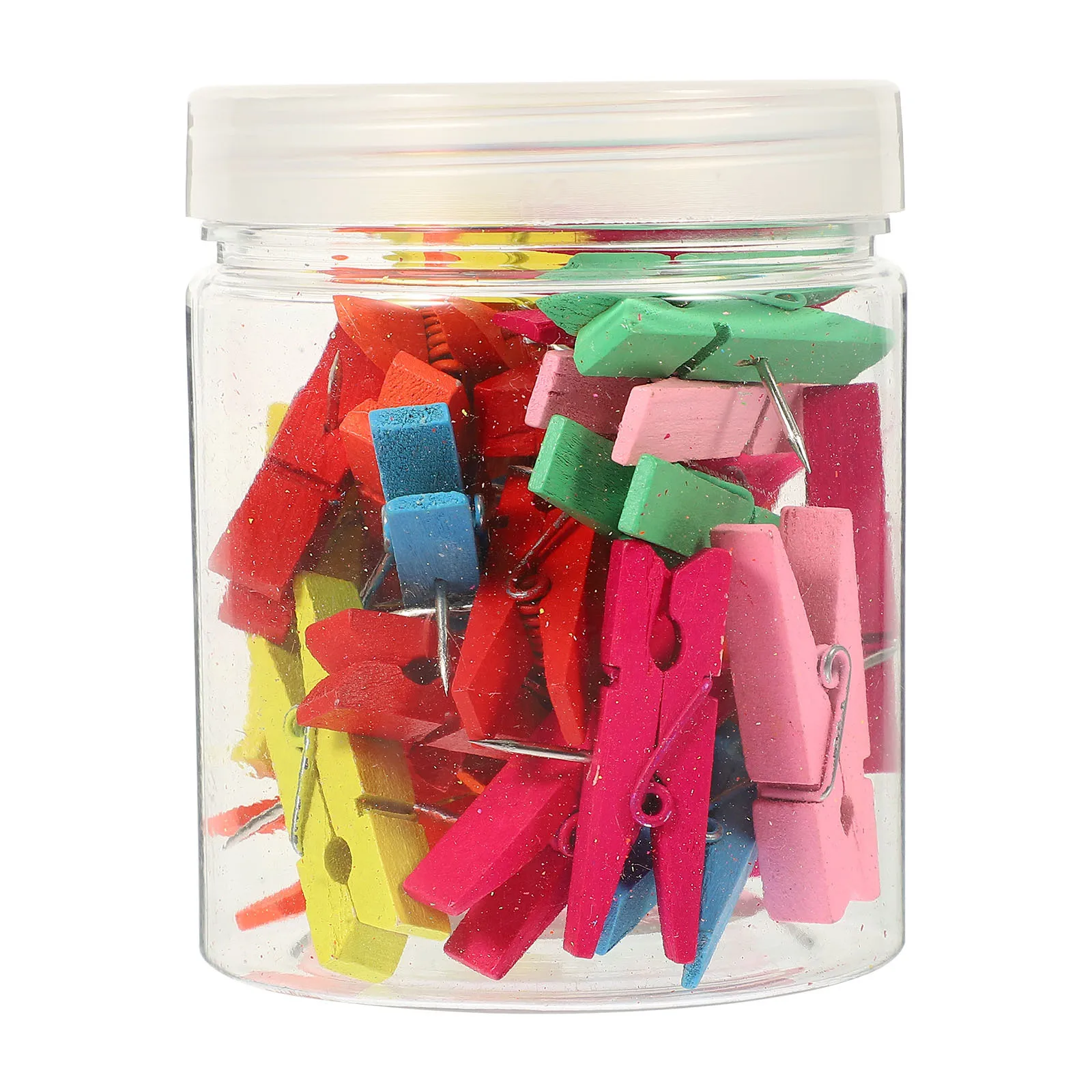 30Pcs Push Pin Clips Wooden Thumbtacks Photo Holders for Bulletin Board Cork Board Paper Note Clips Decorative Clamp