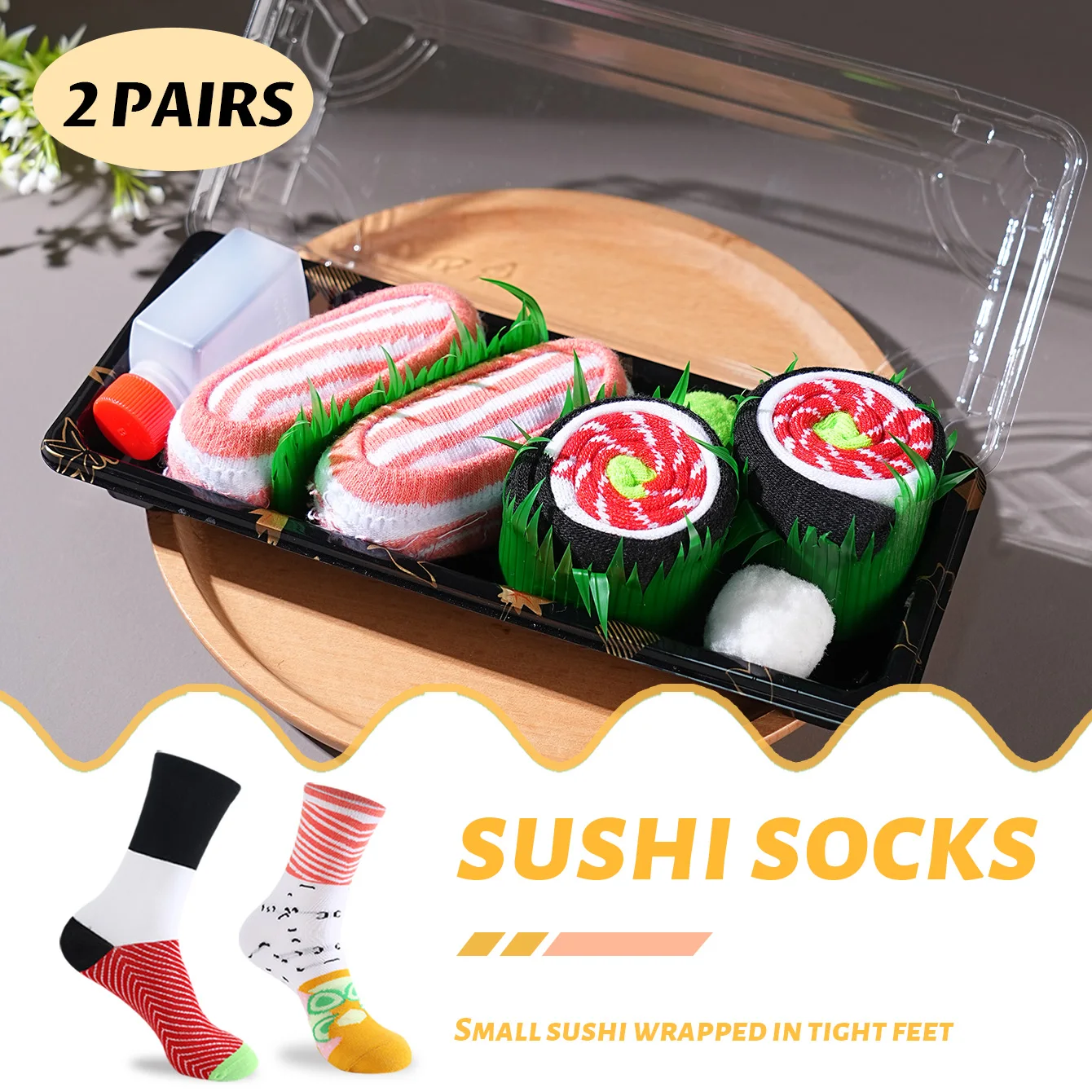 2 pairs of unisex mid-calf socks in a novelty and interesting salmon-themed gift box, creative socks with a fashionable and trendy style, comfortable and breathable, suitable for parties, casual wear, Valentine's Day, Halloween, birthdays, Christmas, New Year, Thanksgiving, autumn and winter, all-season styles, creative gift box