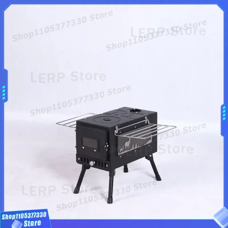 Portable Foldable Wood Stove for Outdoor Camping with Window Grill Heating 3-5 People Firewood Fuel Tent Heater Outdoor