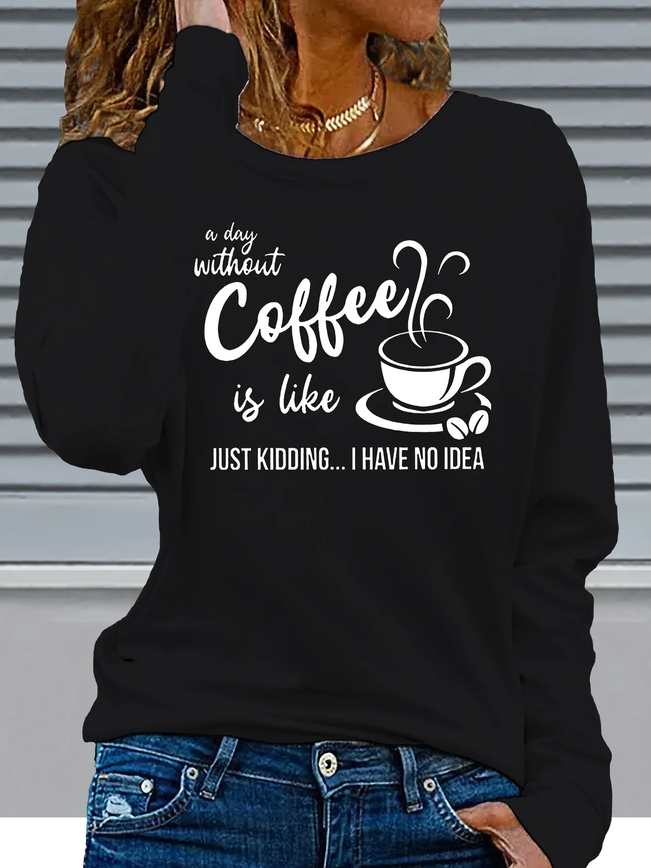 Letter Print T-shirt, Long Sleeve Crew Neck Casual Top for Spring & Fall, Women's Clothing