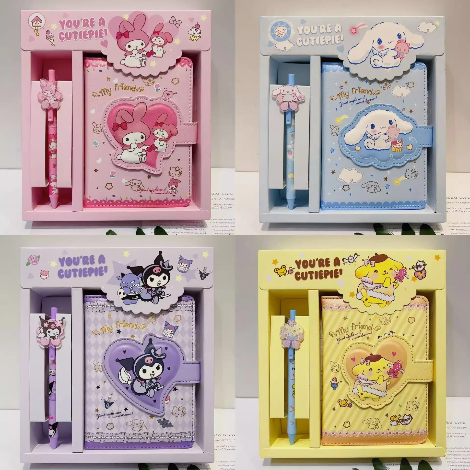 

Sanrio Notebook Gel Pen Hello Kitty Cinnamoroll Kuromi Notepad Portable Notebook Stationery Set Office School Supplies Gifts