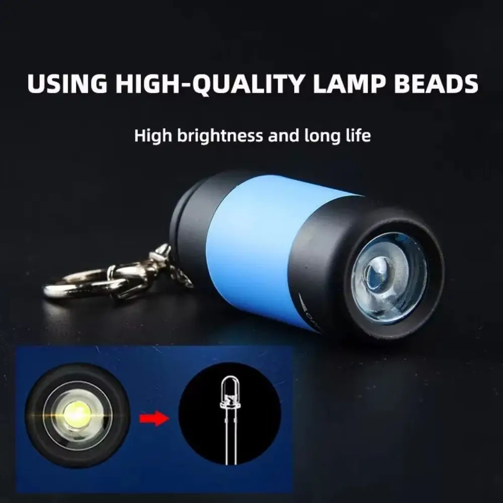 USB Rechargeable LED Mini Torches Light Long Battery Life Bright Outdoor Flashlight Keychain Multi-function LED