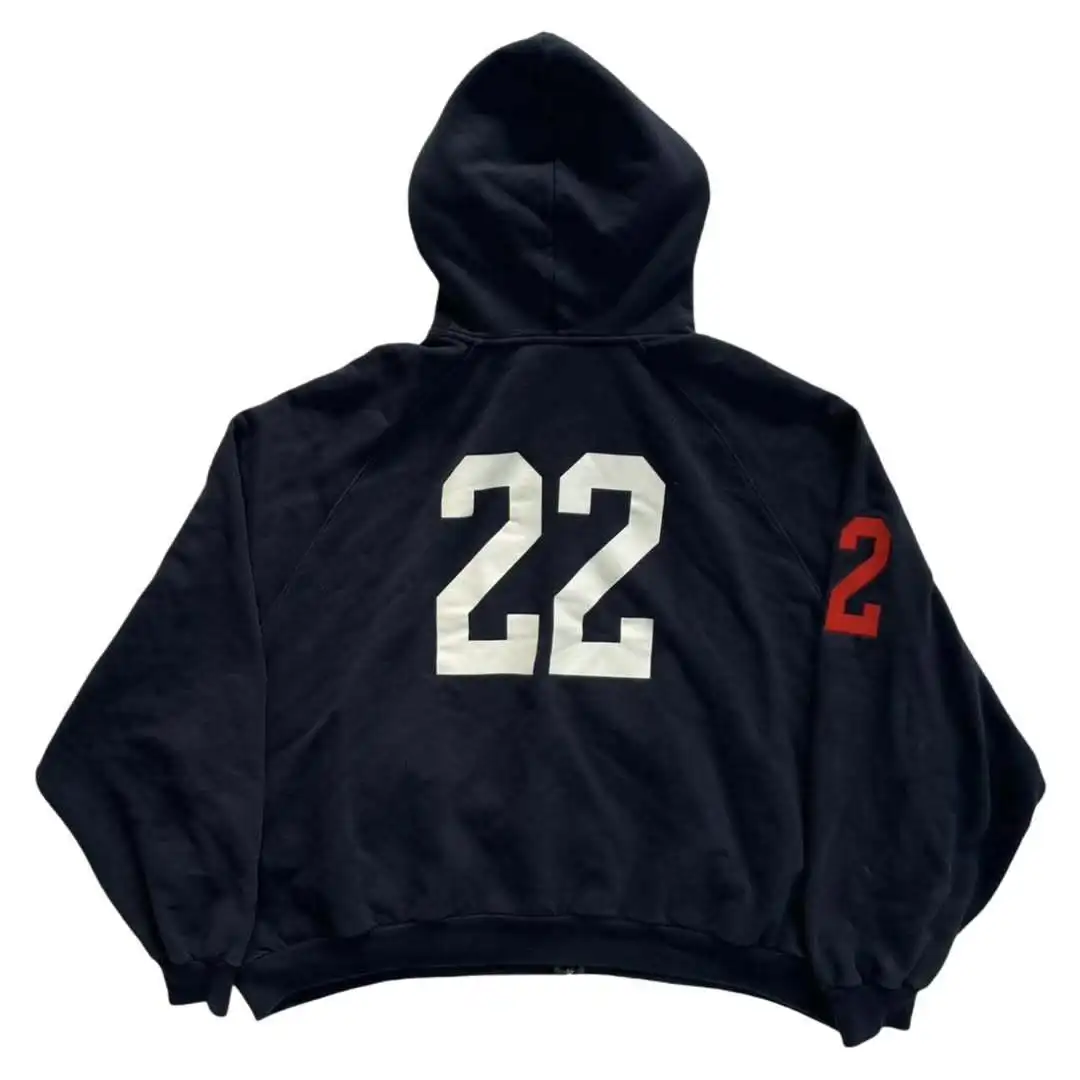 New embroidered zipper hooded jacket, loose fitting men's and women's sportswear, loose fitting clothing, hip-hop style