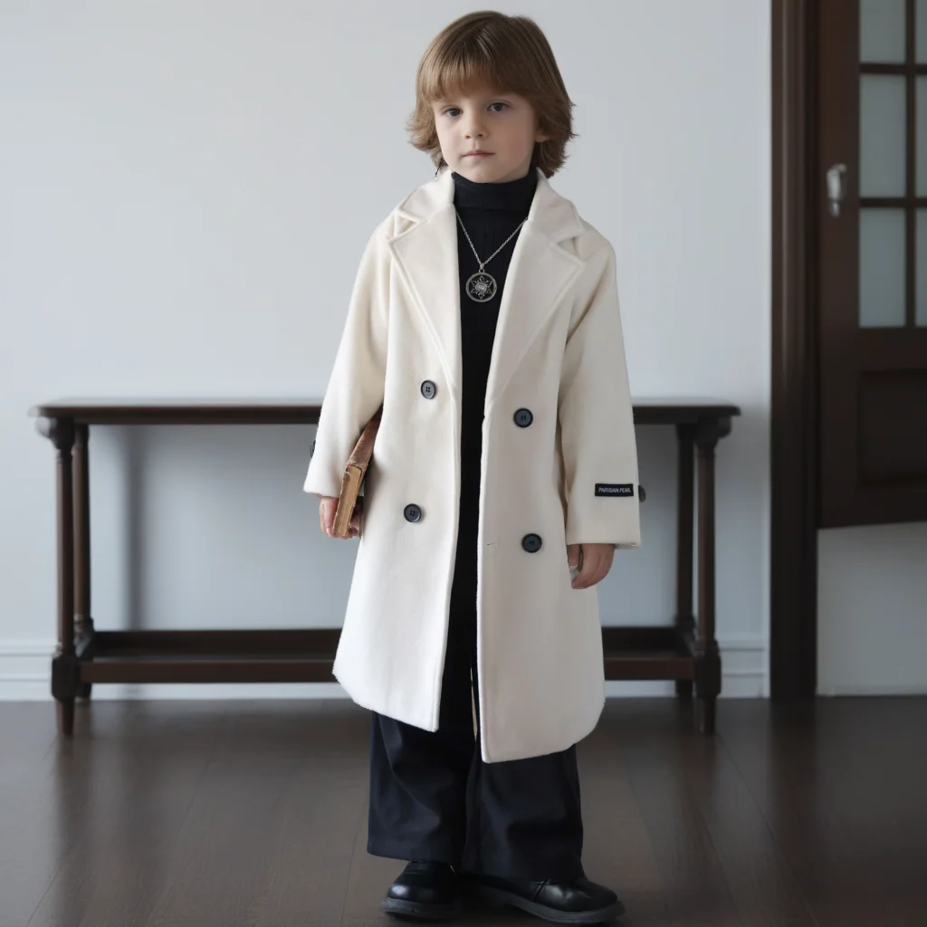 

Boys Long Trench Coat Autumn Winter Warm Wool Blend Jacket Beige British Style School Child Overcoat Casual Teen Boy Outerwear