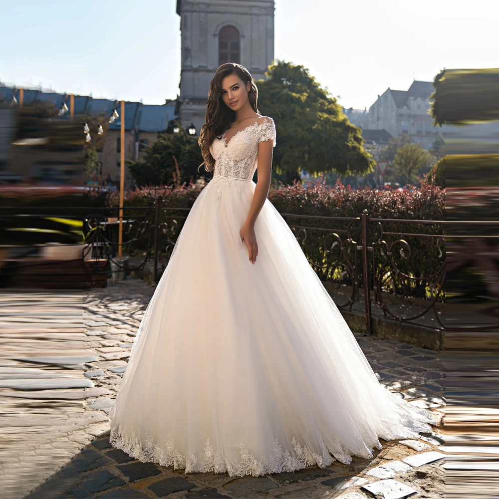 Affascinanti abiti da sposa a-line da donna con colletto a cuore in tulle abiti da sposa festa di fidanzamento banchetto Robe De Mariee personalizzato