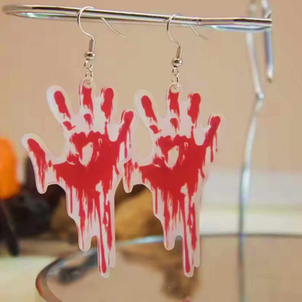 Halloween Ghost Dangling Earrings Hell's Blood Hand Witch Bloody Guillotine Acrylic Earrings for Women Wholesale