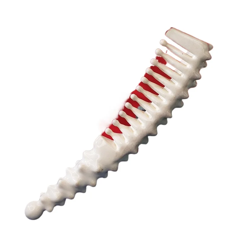 Crescent sea cucumber handle yuan moxibustion comb, handmade hair care comb