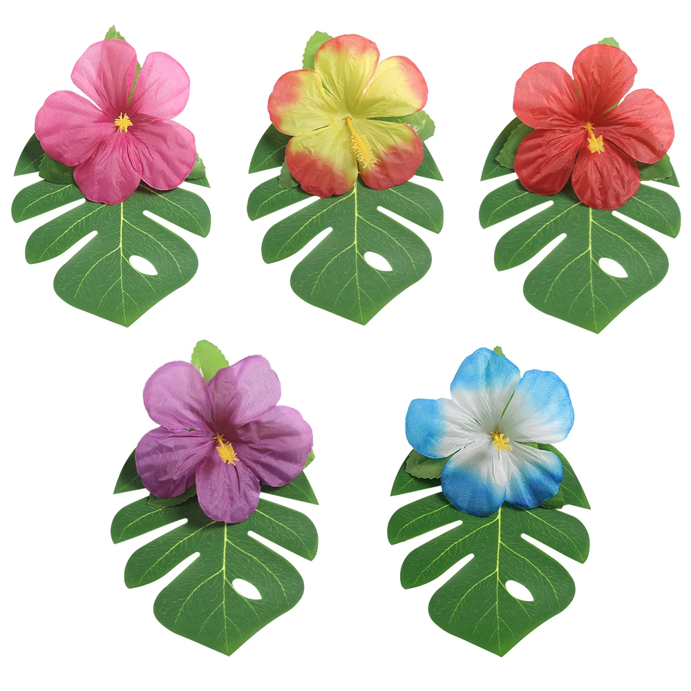 48 Stück künstliche Palmblatt-Blumenköpfe, gefälschtes Blatt, hawaiianischer Dschungel, Strand, Thema, Geburtstagsfeier, Esstisch, Hochzeitsdekoration – Detail 6