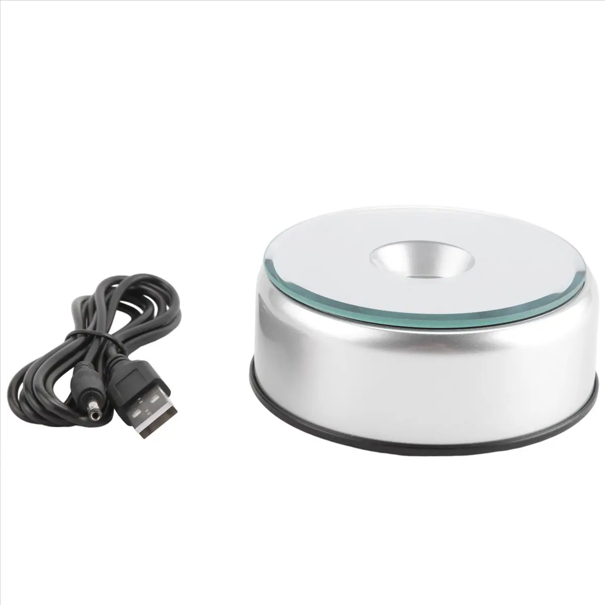 X17A NEW Display Turntable Base for Crystals Glass Art,LED Colored Rotating Crystal Display Base Stand with USB Cable