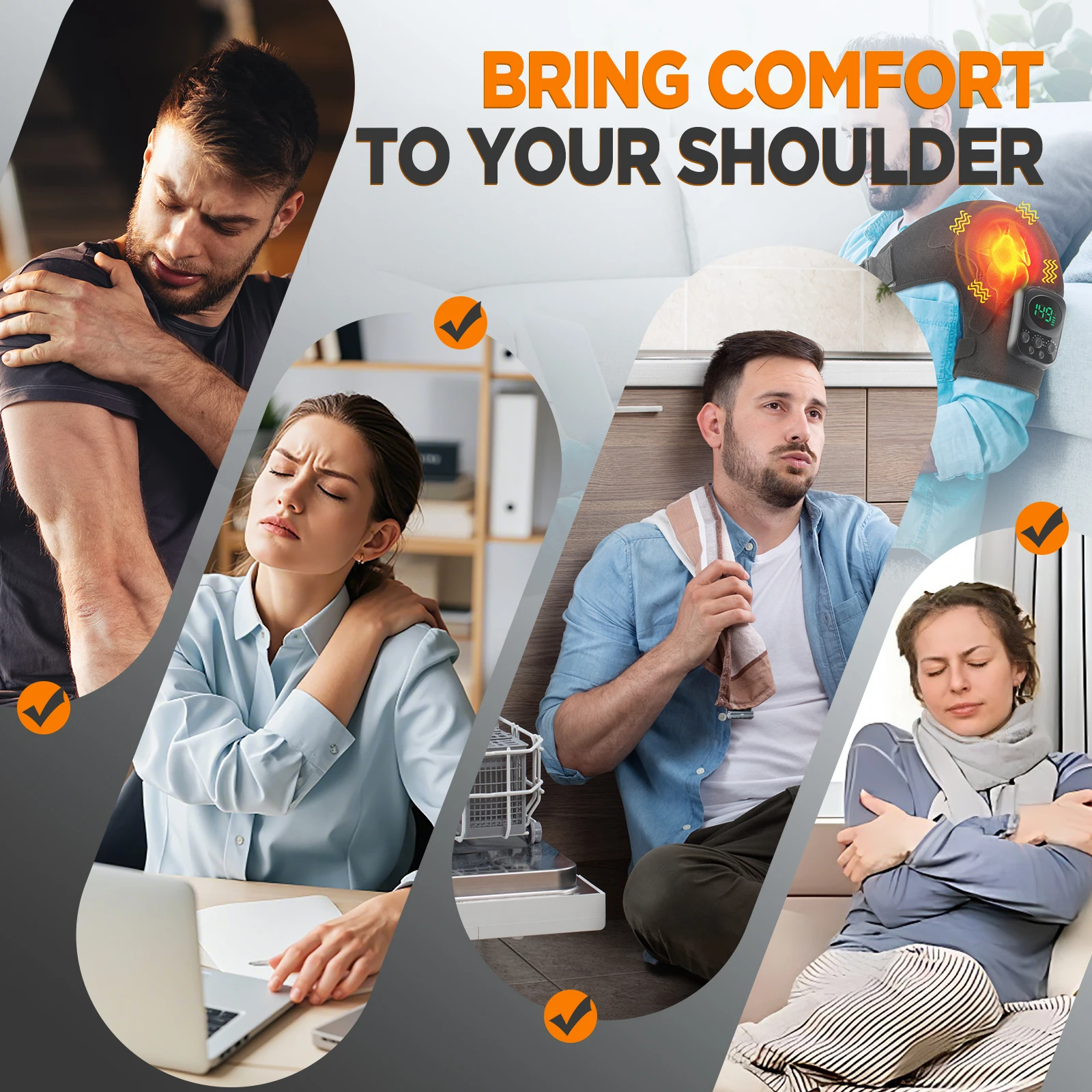 APP Control Unisex Wireless Heating Shoulder Brace Belt Adjustable 3-Speed Vibration Massage Support Wrap view 7