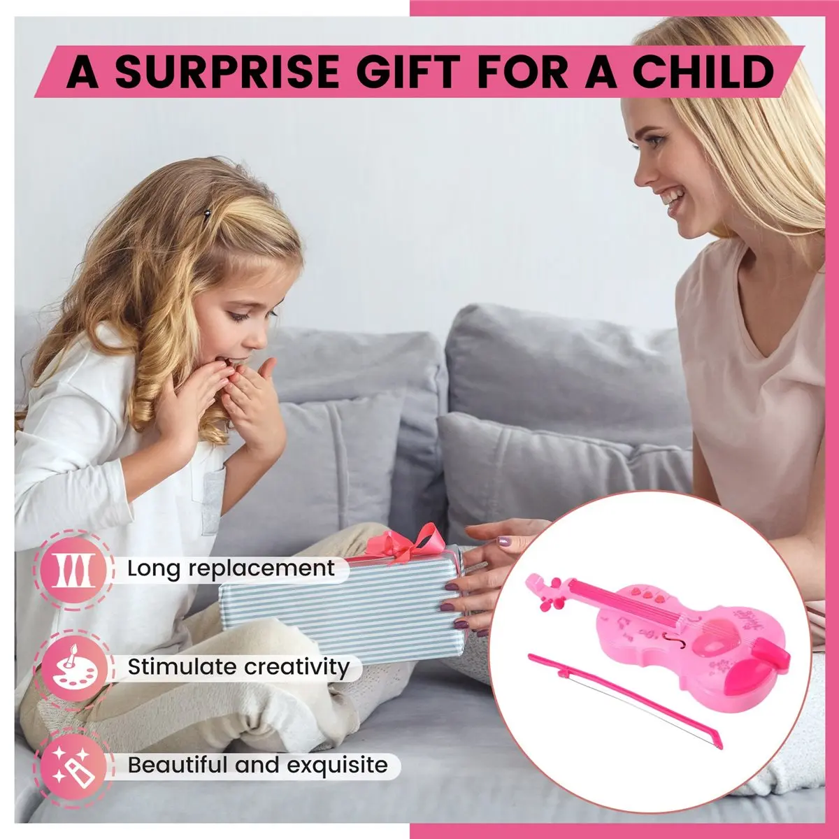 【CYBER MONDAY】Simulation Children Violin Toy Musical Instruments Learning Educational Toy Christmas Gifts for Children Kids Girl