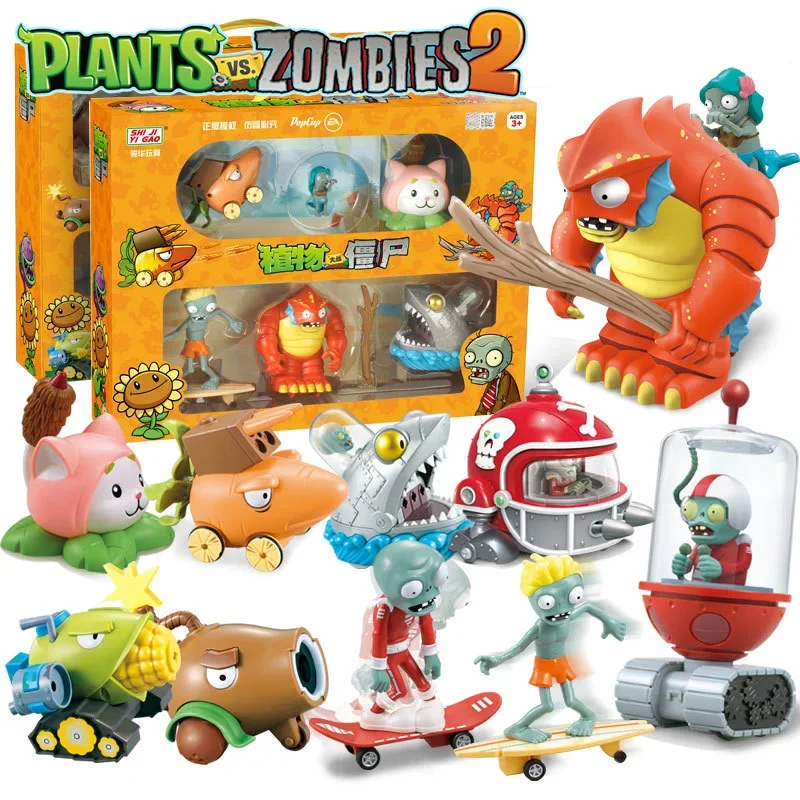 

New Plants Vs Zombies 2 Big Wave Beach Series Toy 5/6PCS Set Pull Back Car Model Game Character Toy Action Figures Boy Toy Gift