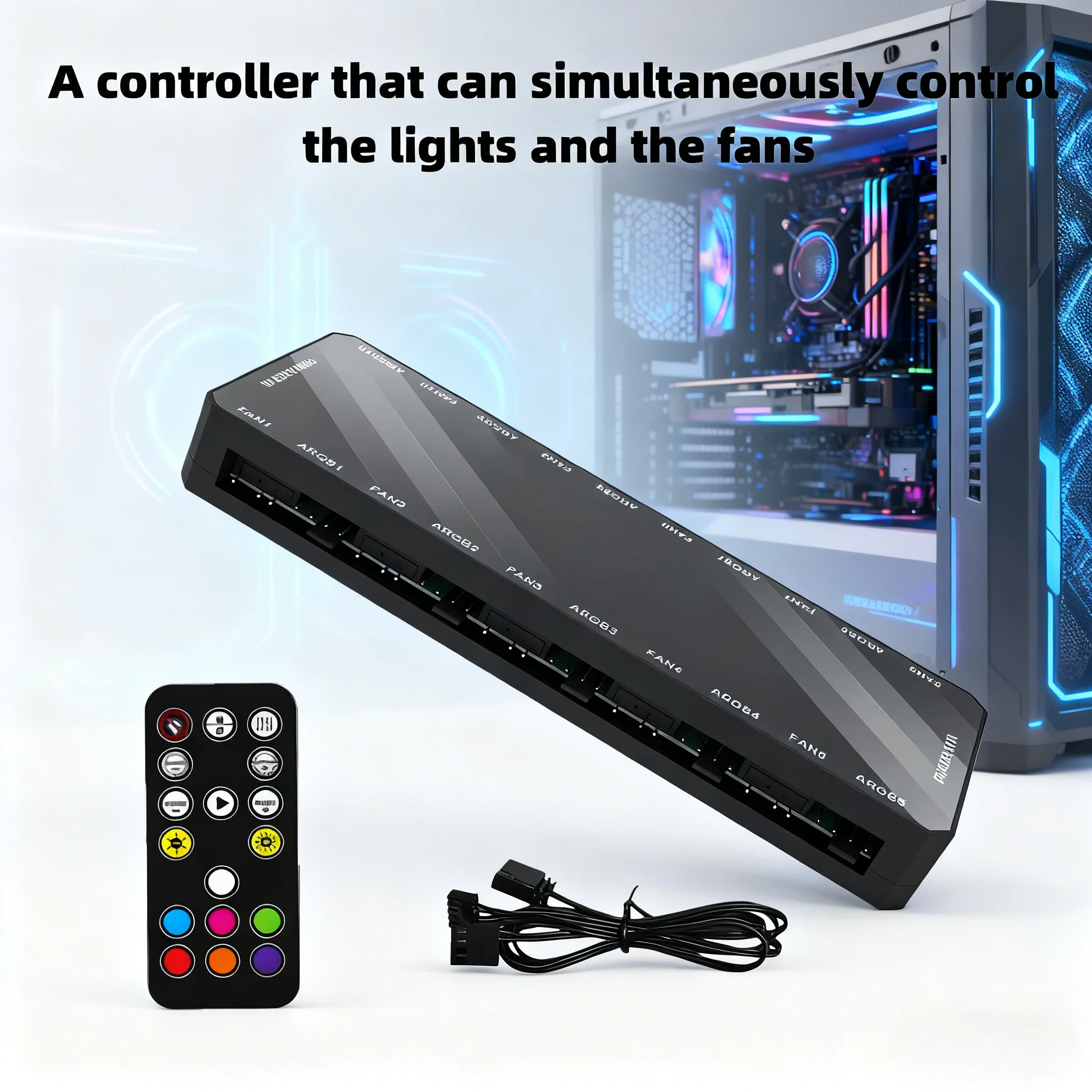 

ARGB Controller 1 To 10 4pin PWM Cooling Fan Hub Sata Powered Magnetic Suction Hub Addressable RGB Splitter for PC Case
