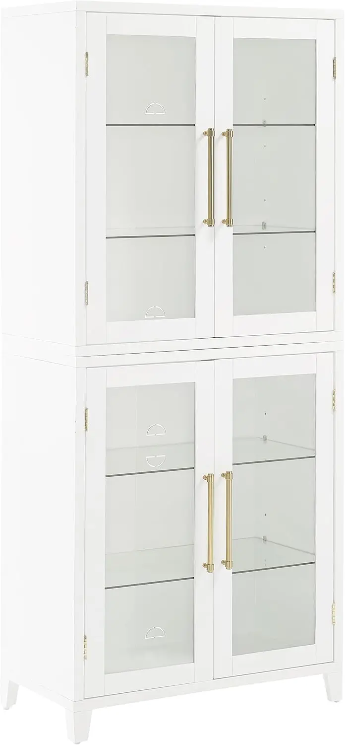 Crosley Furniture Roarke Glass Door Storage Pantry, White