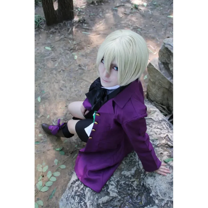 Anime Zwarte Butler 2 Kuroshitsuji Alois Trancy Uniform Outfits Cosplay Kostuums Volledige Set (Buitenste Vest Shirt Korte Vlinderdas)