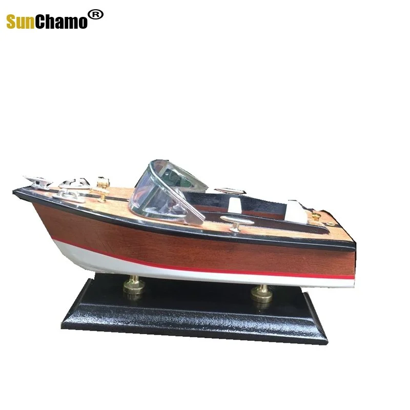 

Sunchamo Mediterranean Style Wooden Sailboat Model Ornaments Ocean Decoration Yacht Speedboat Handicraft Gift Accessories Modern