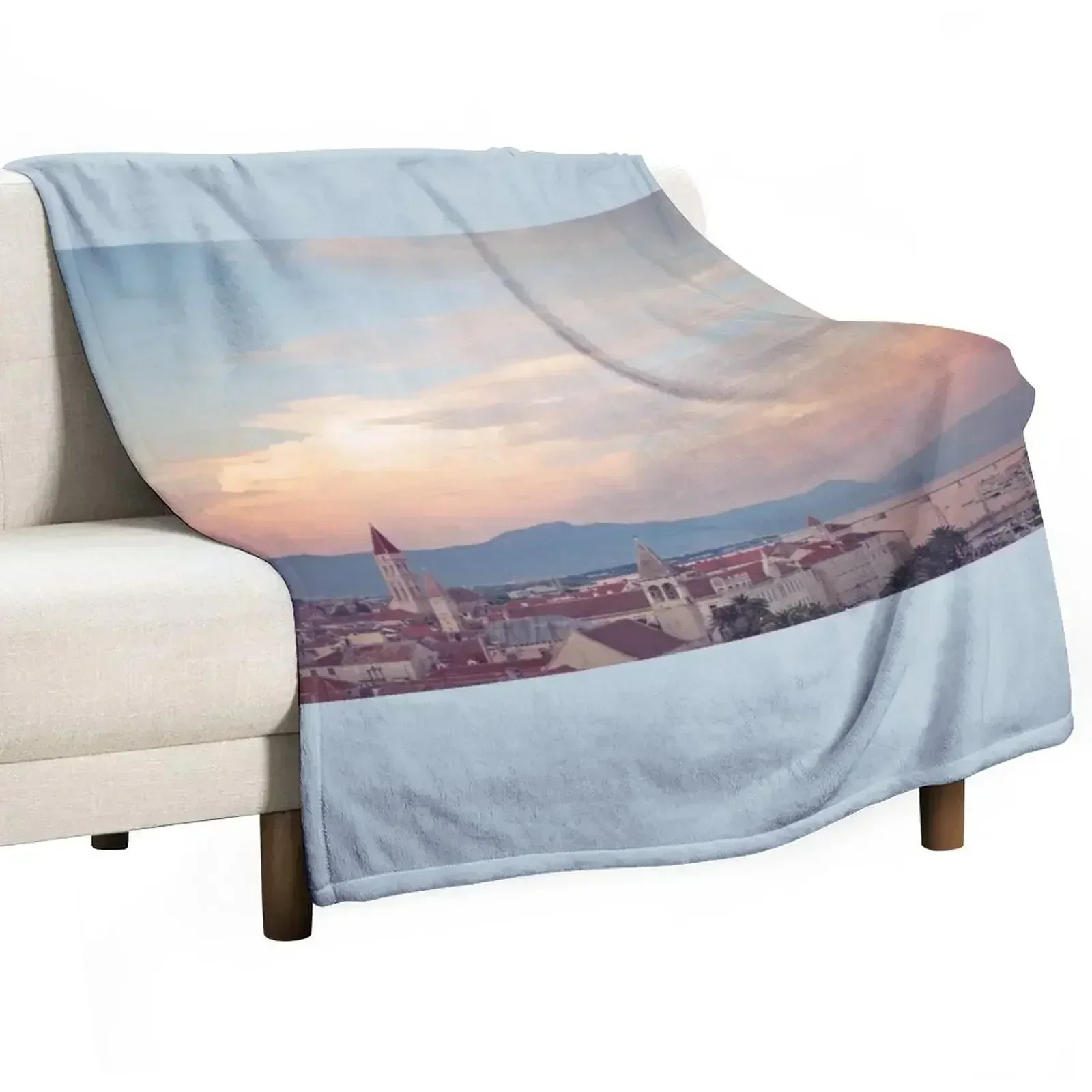 

Sunset in Trogir in Croatia Throw Blanket Warm Napping Blanket for Office Couch Bed