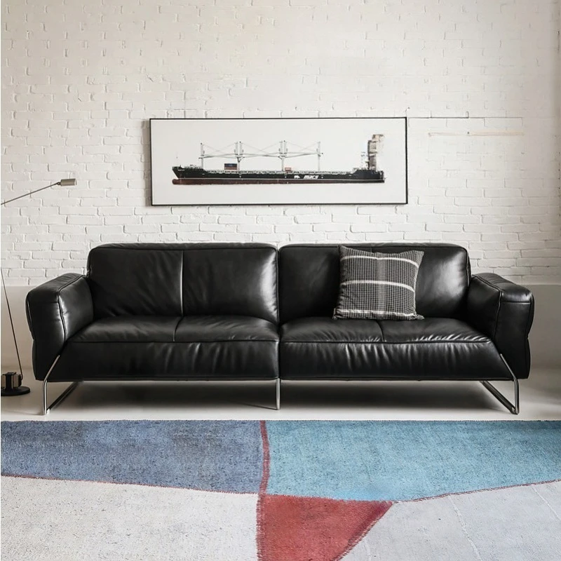 Sofa, medieval sofa, three-person French retro full green leather sofa in the living room