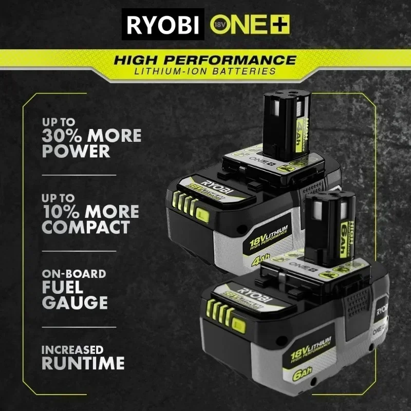 Высокопроизводительный литиевый аккумулятор RYOBI ONE + 8,0 Ач, без эффекта памяти, с низким саморазрядом, подходит для всех инструментов