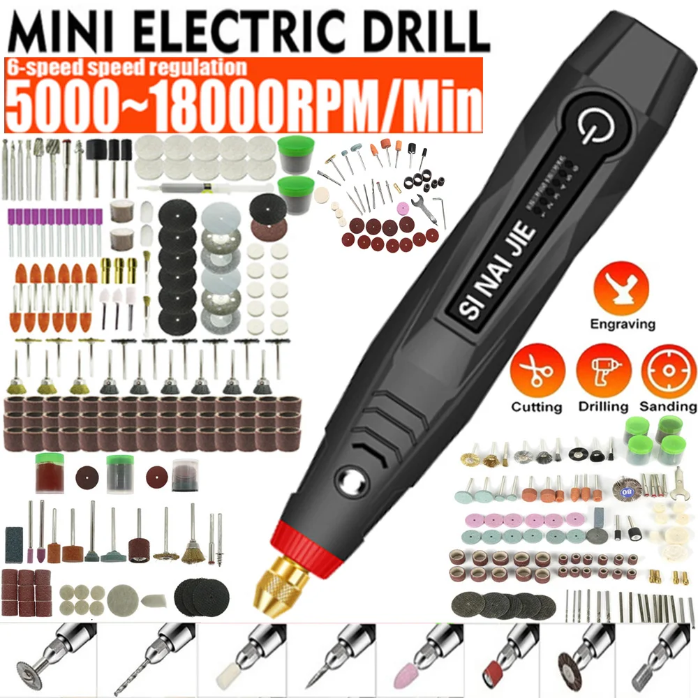Mini Furadeira Elétrica com Carregamento Usb Mini Grinder Grupo Ferramentas Rotativas Acessórios de Gravura Kits para Moagem Faça Você Mesmo Polimento