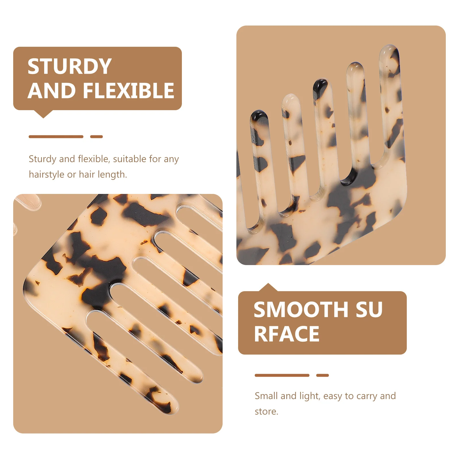 

2Pcs Anti-Static Hair Comb Wide Tooth Handheld Hairdressing Tool for Home Salon Detangling Curly Thick Hair Portable