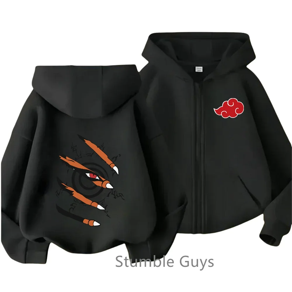 

Anime Narutos Zipper Hoodie Kids Clothes Boys Cartoon Print Autumn Long-sleeved Kakashi Sasuke Hooded Sweatshirt Casual TopS