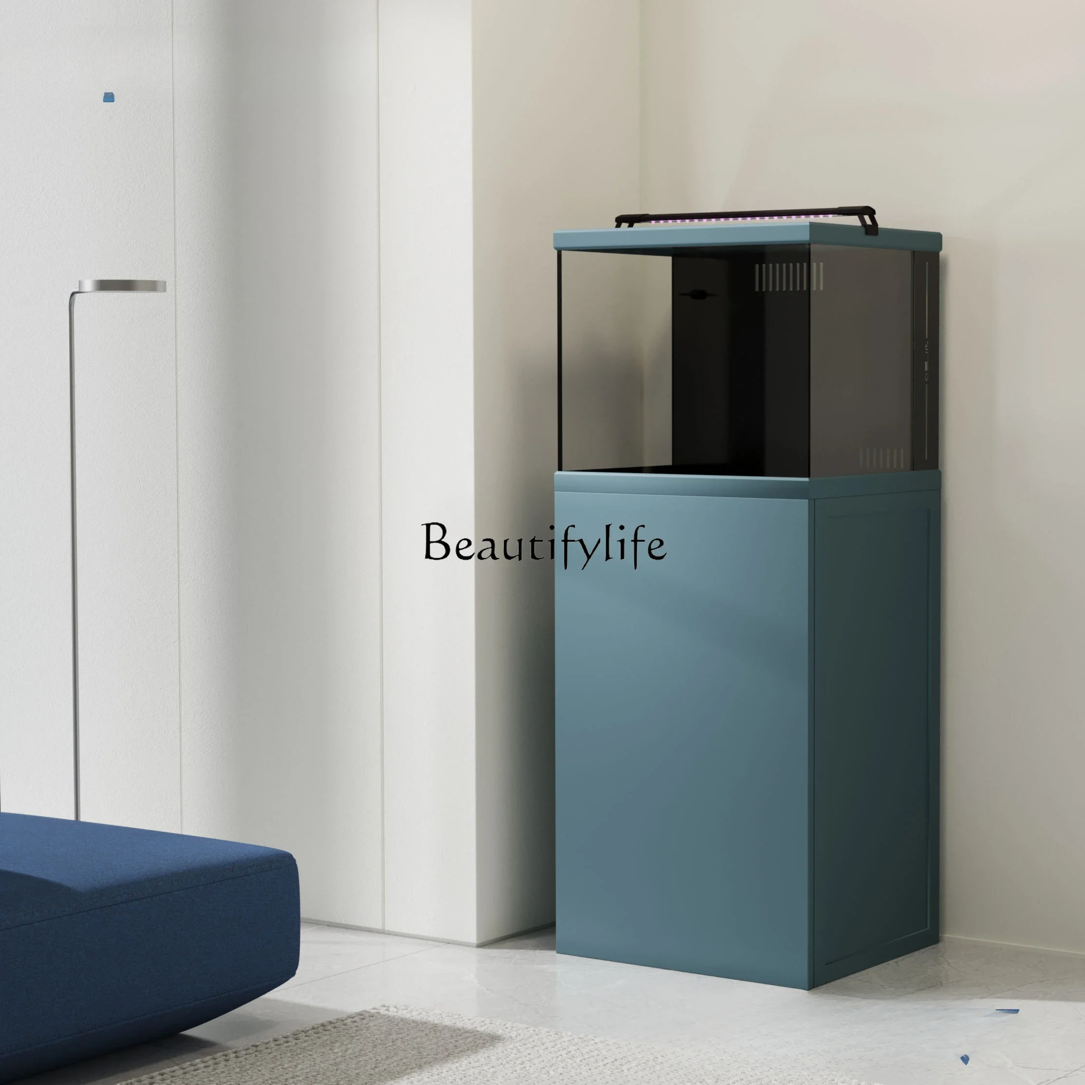 yj9 الحديثة الحد الأدنى الصغيرة الترا الأبيض أسفل تصفية الفائض الخلفي أسطوانة مربعة صغيرة حوض السمك البيئي #3