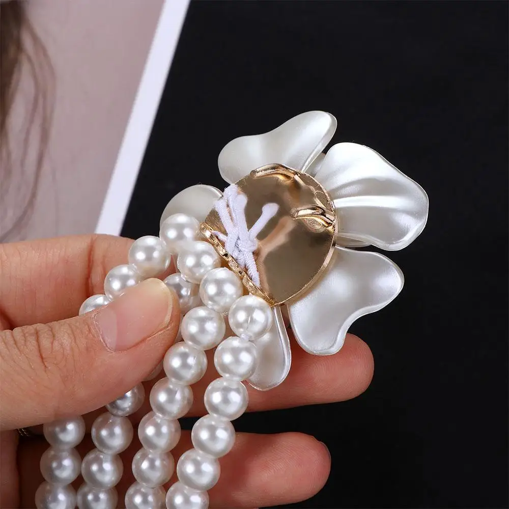 Elegant Adjustable Crystal Elastic For Girls Metal Buckle Dress Decoration Faux Pearl Women Waistband Korean Belt