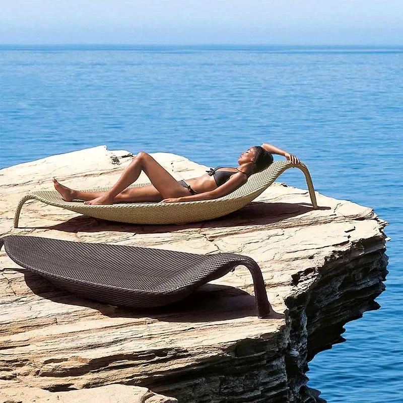Outdoor Lounger Hotel Outdoor Villa Swimming Pool Lounger Garden Rattan Leaf Beach Chair