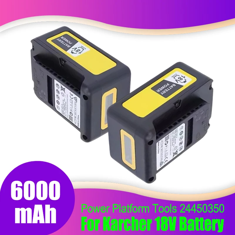 18V 5.0Ah 90Wh Lithium-Ion Battery Replacement for Kärcher 18V Battery Power Platform Tools 24450350 With LCD Display