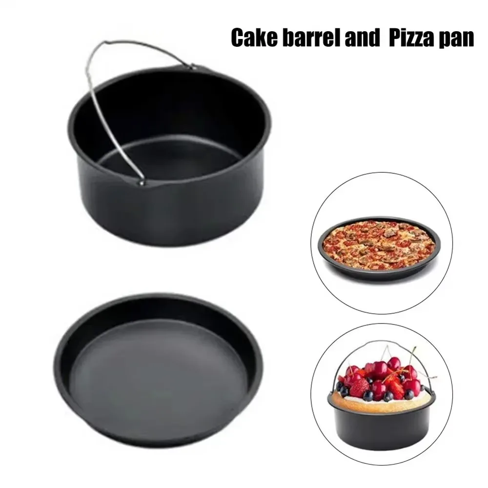 Forma Antiaderente de 6/7/8 Polegadas para Bolo, Assadeira Segura para Forno e Air Fryer com Alças, Multiuso para Pizza, Bolos, Sobremesas, Assadeira de Pão