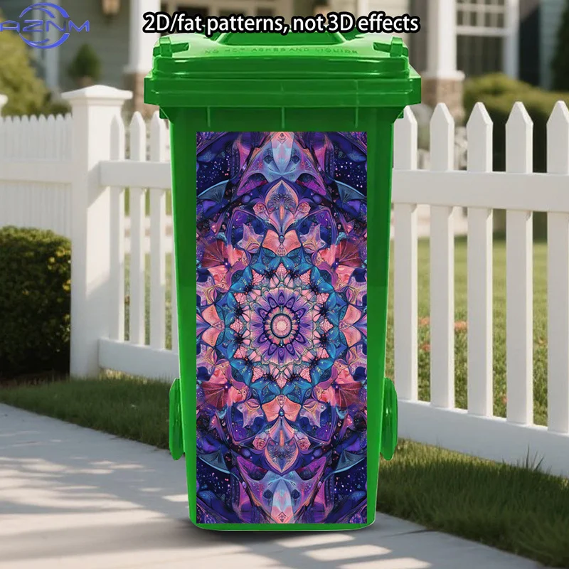 Ornate Mandala Trash Can Sticker Decoration, Geometric Symmetry Stickers, Cosmic Art Stickers, Psychedelic Vibes Poster for Be