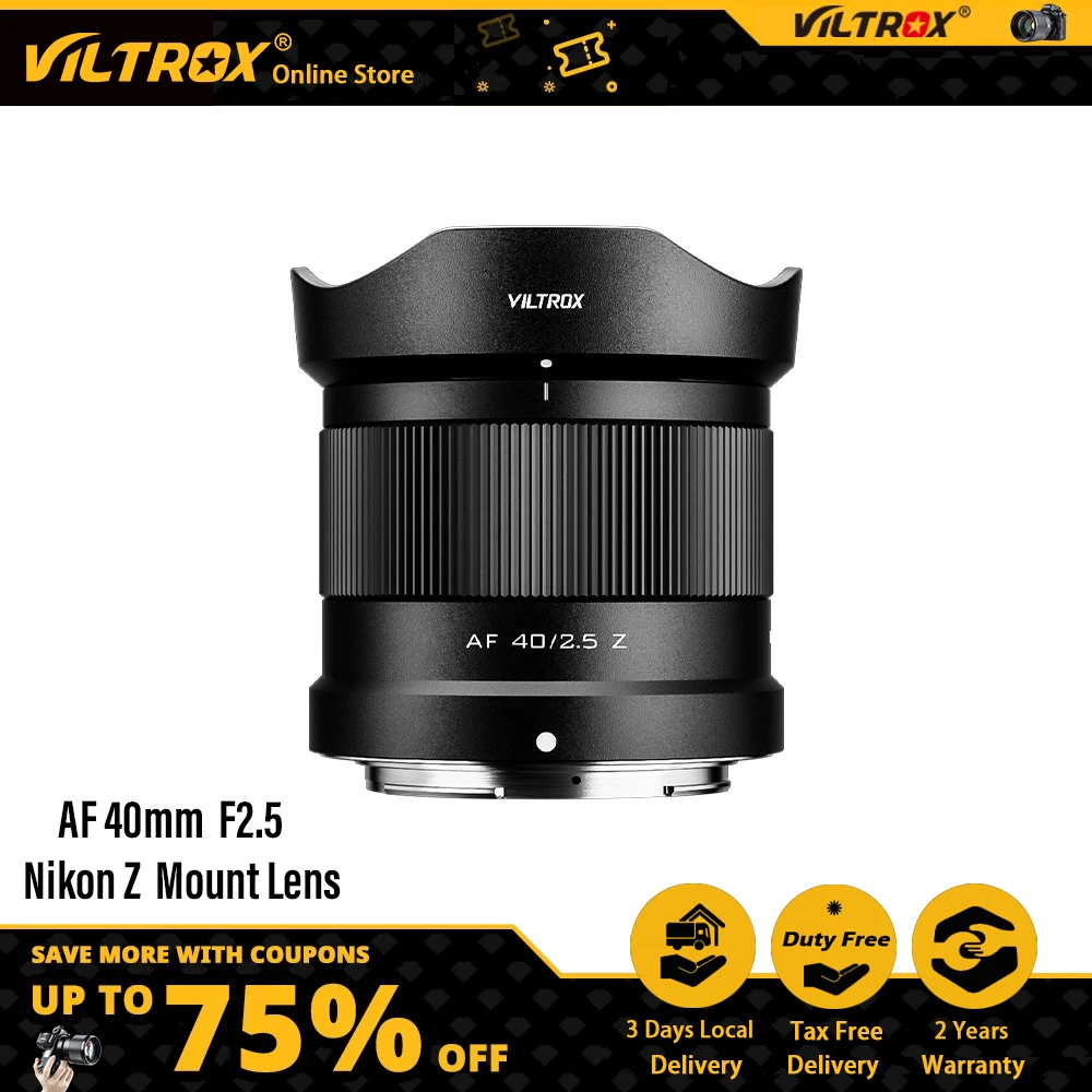 

VILTROX 40mm F2.5 Full Frame Lens For Sony Nikon Z Lens Camera Lens Auto Focus Portrait Vlog Lens For Nikon Lenses ZFC Z6 Z7 Z8