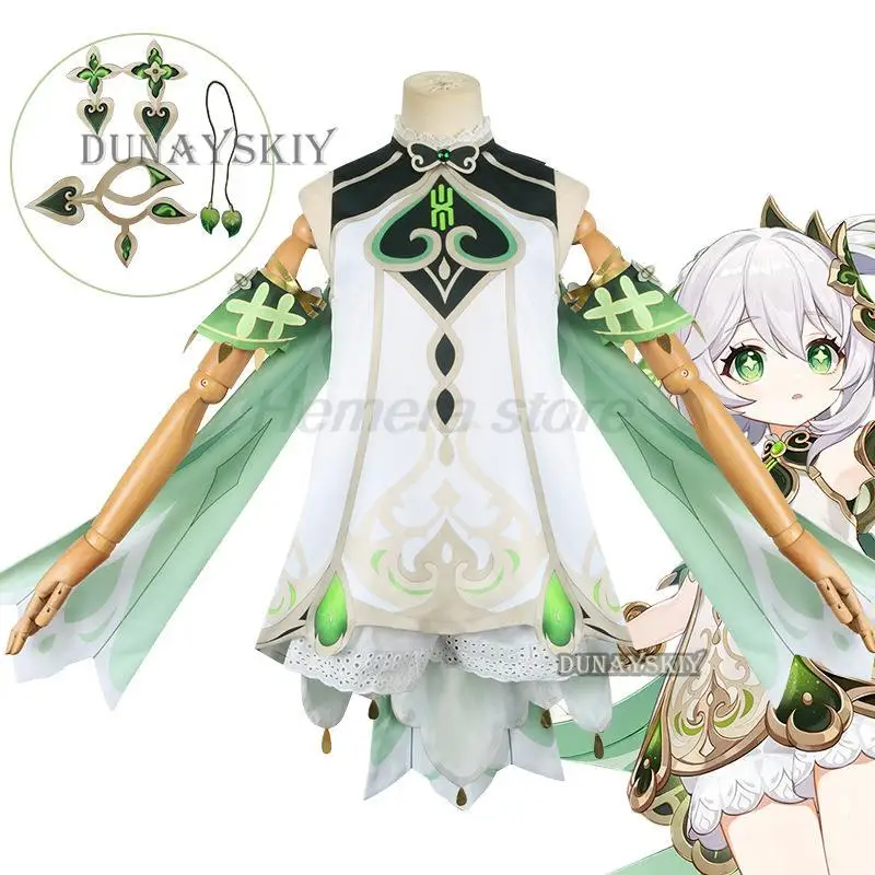 Costume Cosplay de Genshin Impact Nahida, Estimations er Lord Kusanali, Ensemble Complet, Robe, Oreilles, Perruque, Tenues pour Comic Con