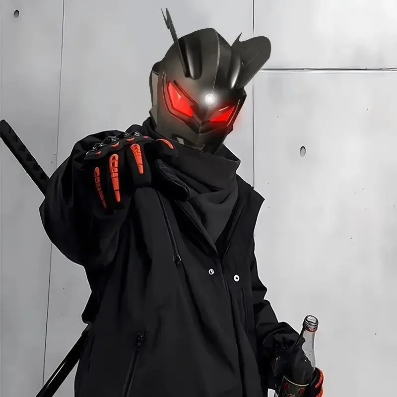 خوذة أغطية الرأس لوبوس ليبو ذات العين الحمراء الداكنة، قناع توهج، زي الهالوين، هدية عيد ميلاد للبالغين