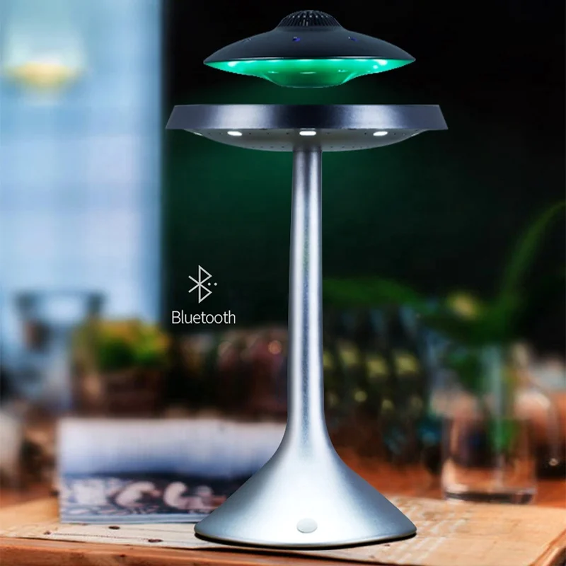 2023 New Wireless Charger Indoor Waterproof RGB Light Show UFO Design Bluetooth Maglev Floating Speaker