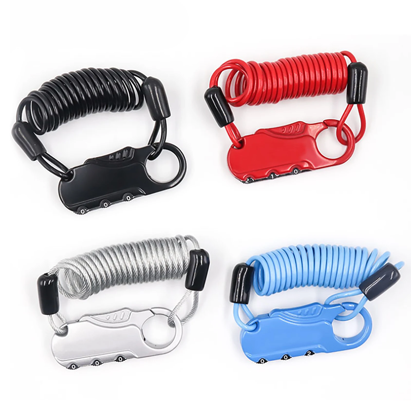 

Adjustable 3 Digits Zinc Alloy Bike Lock Coiled Cable Anti theft Lock Portable for Motorbike Car Bag Use
