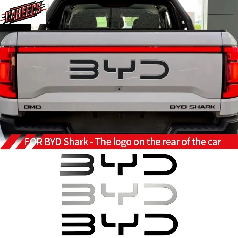 

Для BYD Shark 2024 + пикап, задняя эмблема, значок автомобиля, украшение, Стайлинг, глянцевые черные наклейки, автомобильные аксессуары, матовое серебро