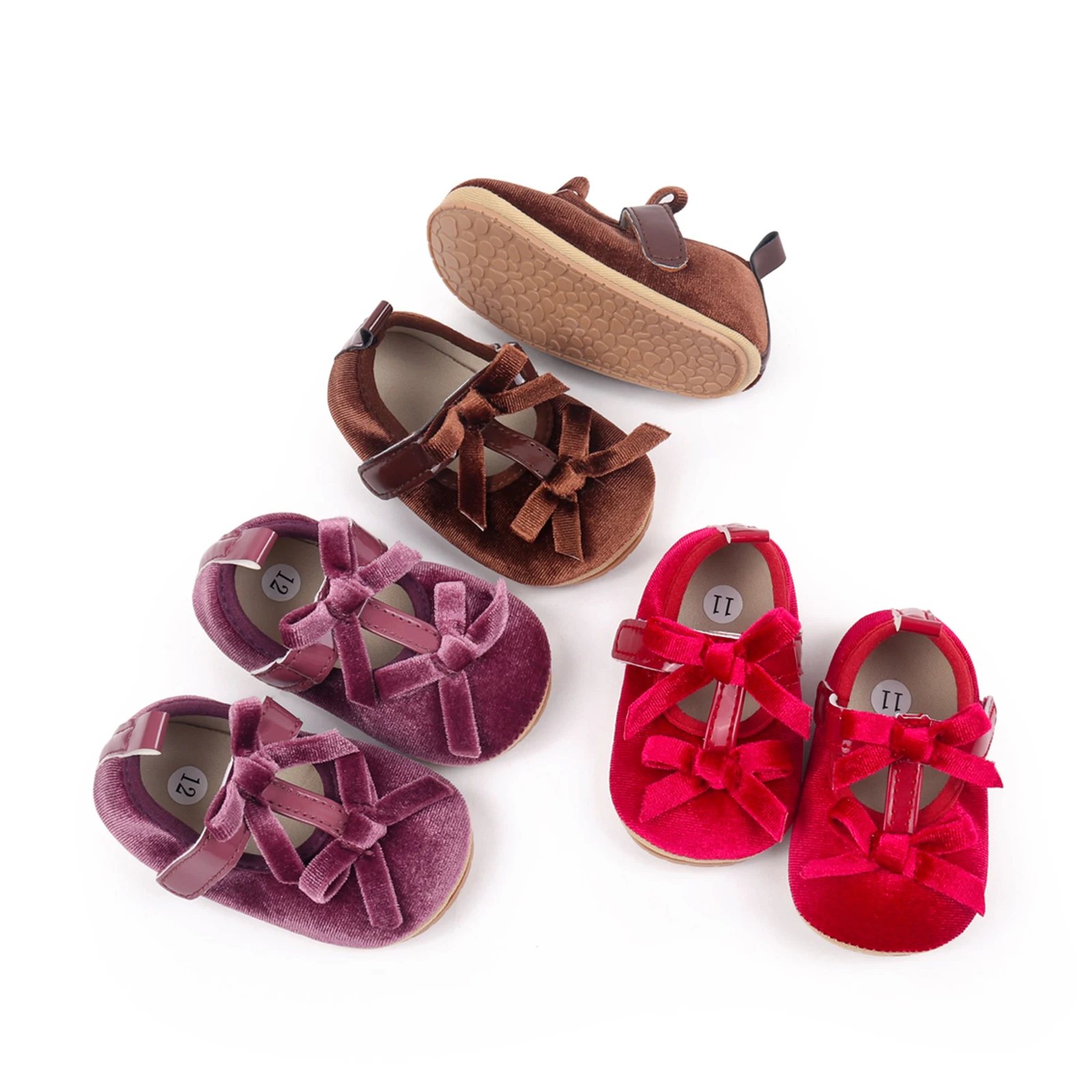 Blotona Scarpe da principessa per bambina, fiocchi eleganti, fondo morbido antiscivolo, scarpe da primo camminatore, scarpe da bambino