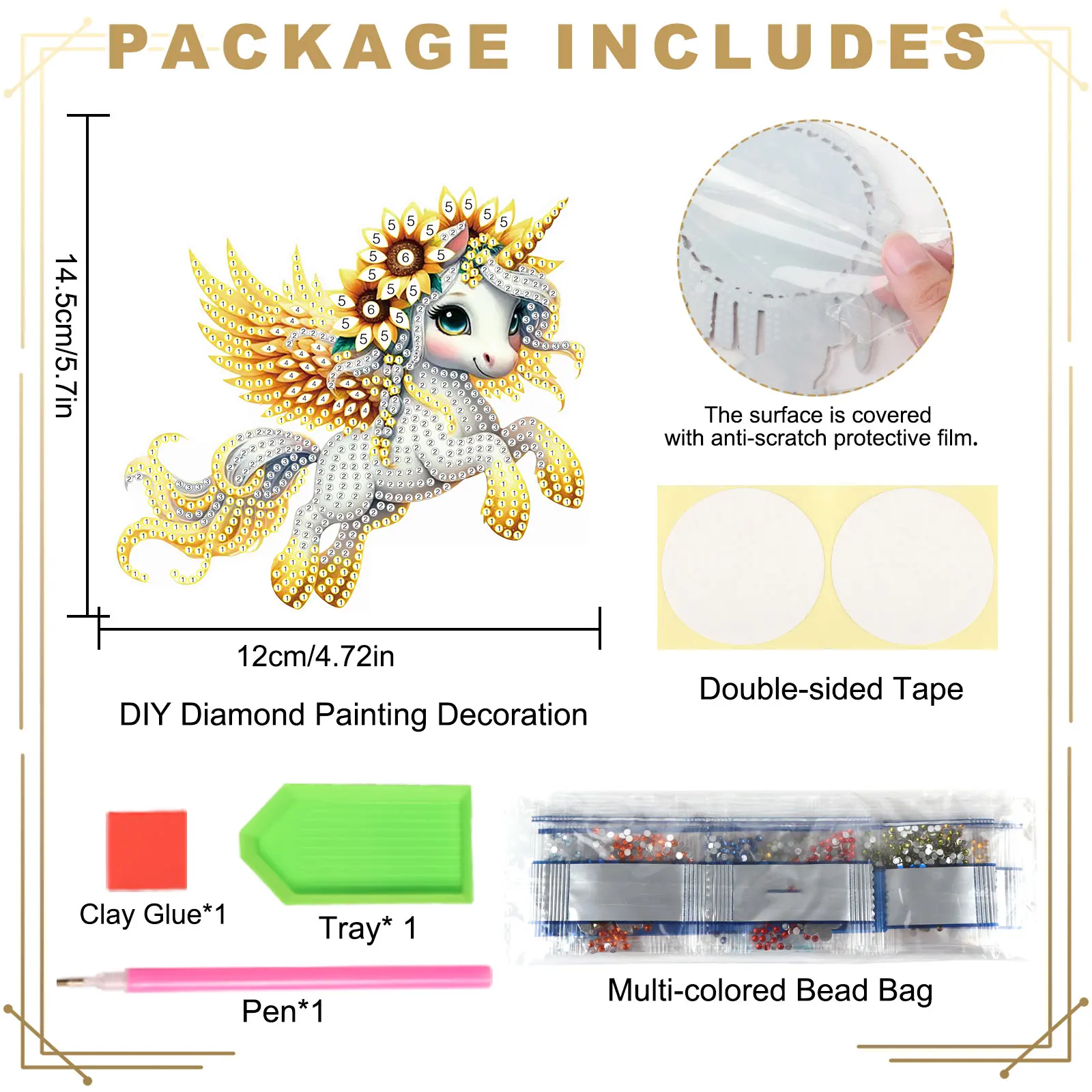 Diamond Painting Door Corner Decor Kits,white horse Acrylic Special Shape Diamond Home Kitchen door,Picture Frame Decor Art Gift